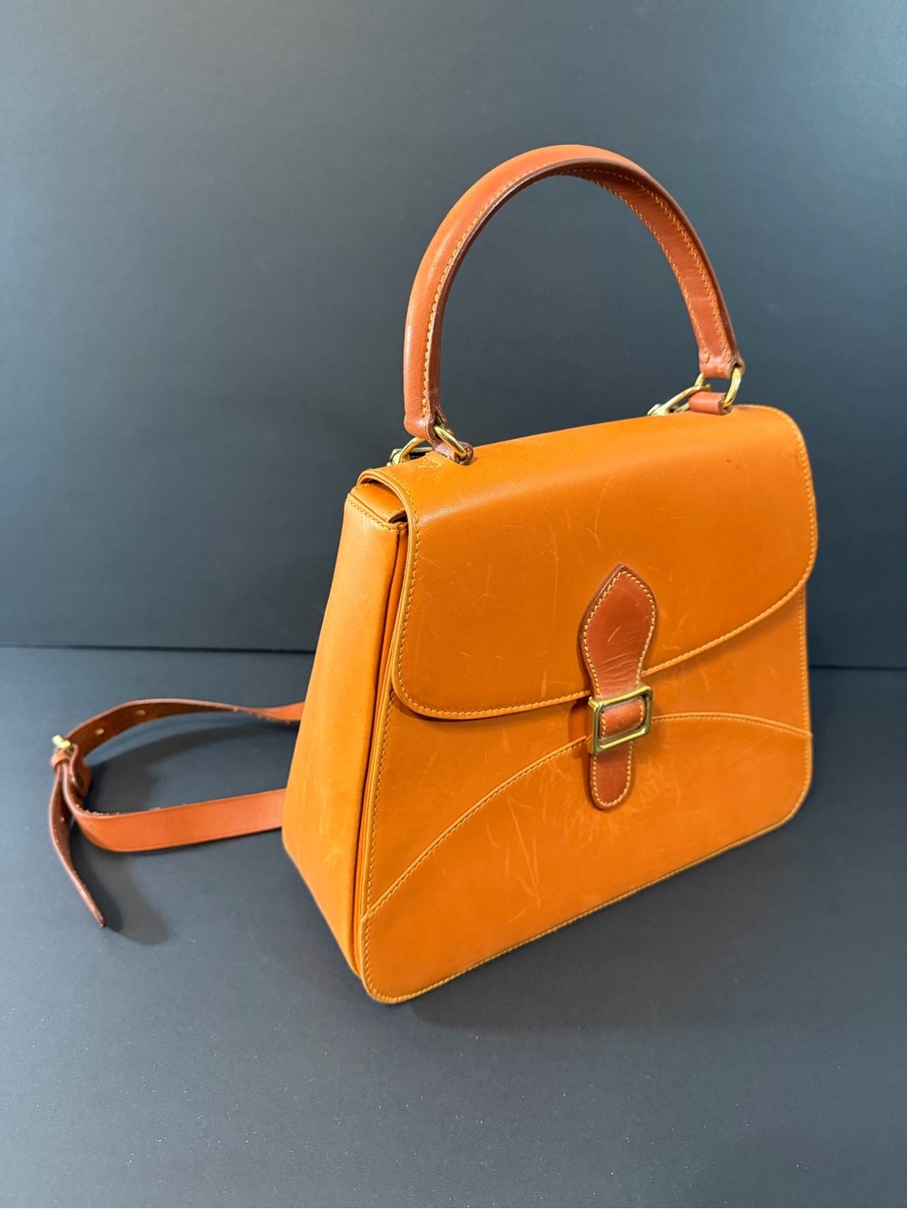 Vintage W&H Gidden x Ebel Swiss Brown Leather Satchel Top Handle Bag Crossbody